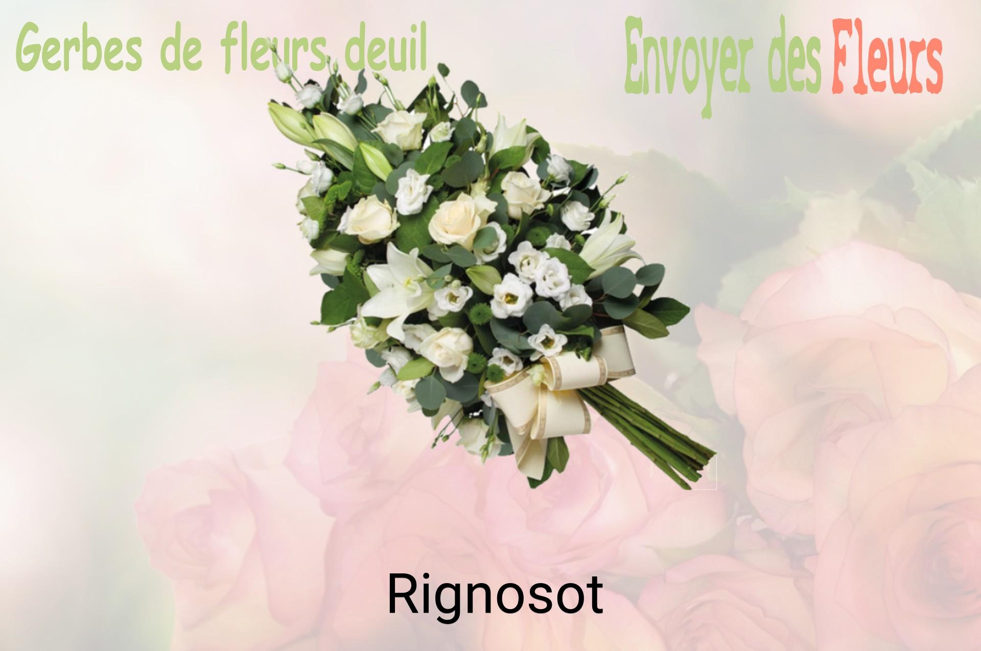 Gerbe de fleurs de deuil livrée à Rignosot
